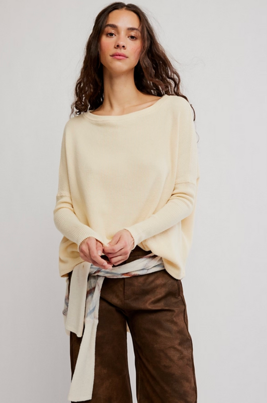 Free People: Latte Blues Thermal in Alabaster Cream