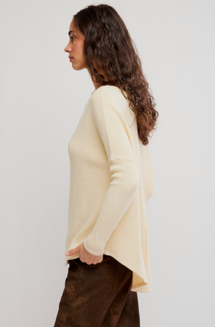 Free People: Latte Blues Thermal in Alabaster Cream
