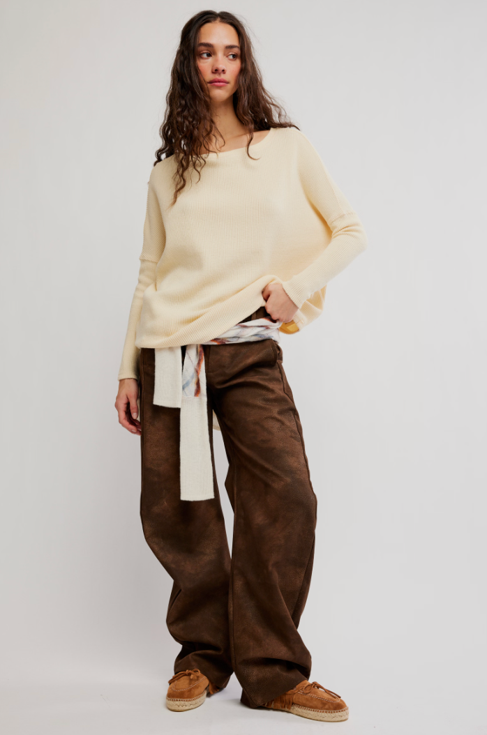 Free People: Latte Blues Thermal in Alabaster Cream