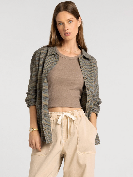 Thread & Supply: Navigator Top in Olive Plaid