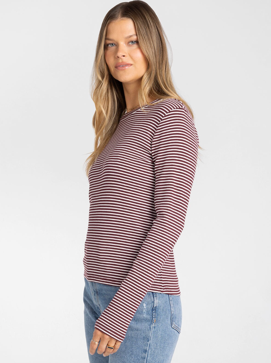 Thread & Supply: Jess Top in Burgundy Stripe