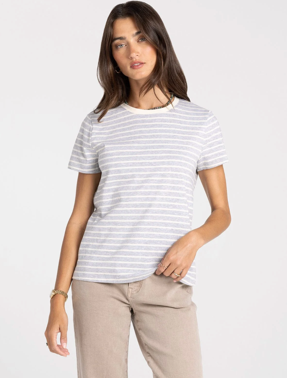 Thread & Supply: Asher Tee in Heather Grey Stripe