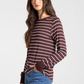 Thread & Supply : Stacey Top in Brown Ivory Stripe