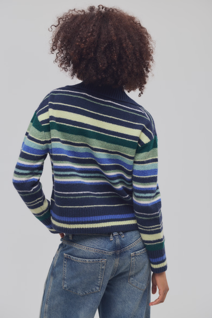 Free People: Trading Up Sweater in Navy Combo