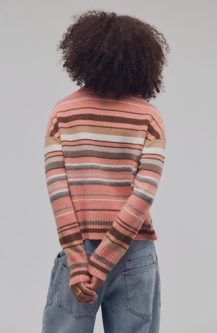 Free People: Trading Up Sweater in Peach Combo