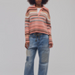 Free People: Trading Up Sweater in Peach Combo
