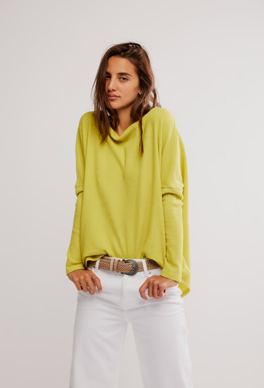 Free People: Latte Blues Thermal in Lime Cream