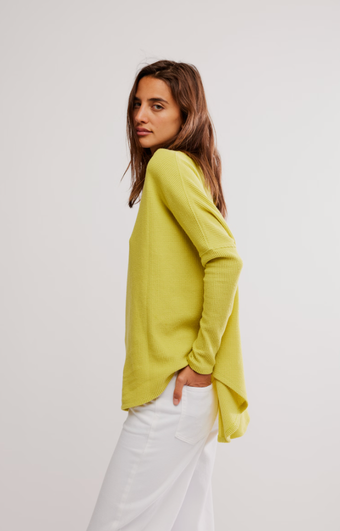 Free People: Latte Blues Thermal in Lime Cream