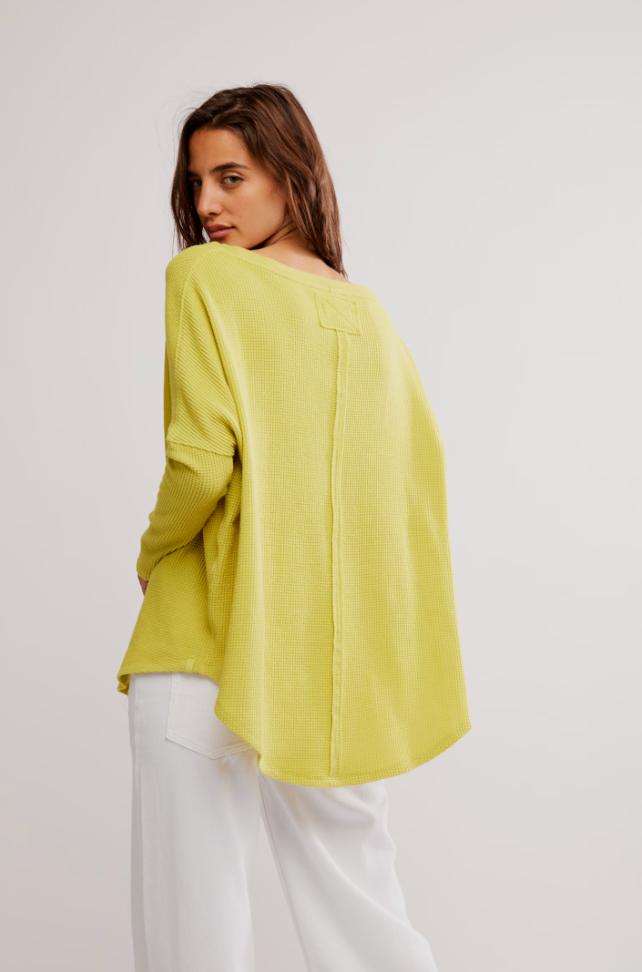 Free People: Latte Blues Thermal in Lime Cream