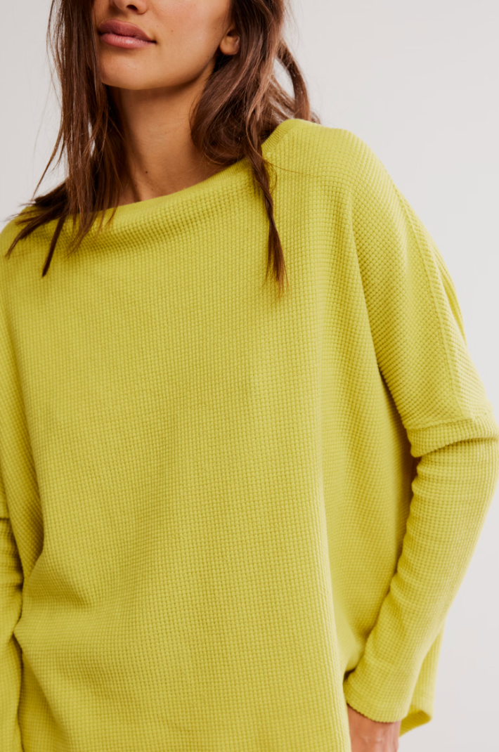 Free People: Latte Blues Thermal in Lime Cream