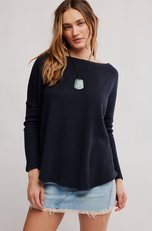 Free People: Latte Blues Thermal in Black