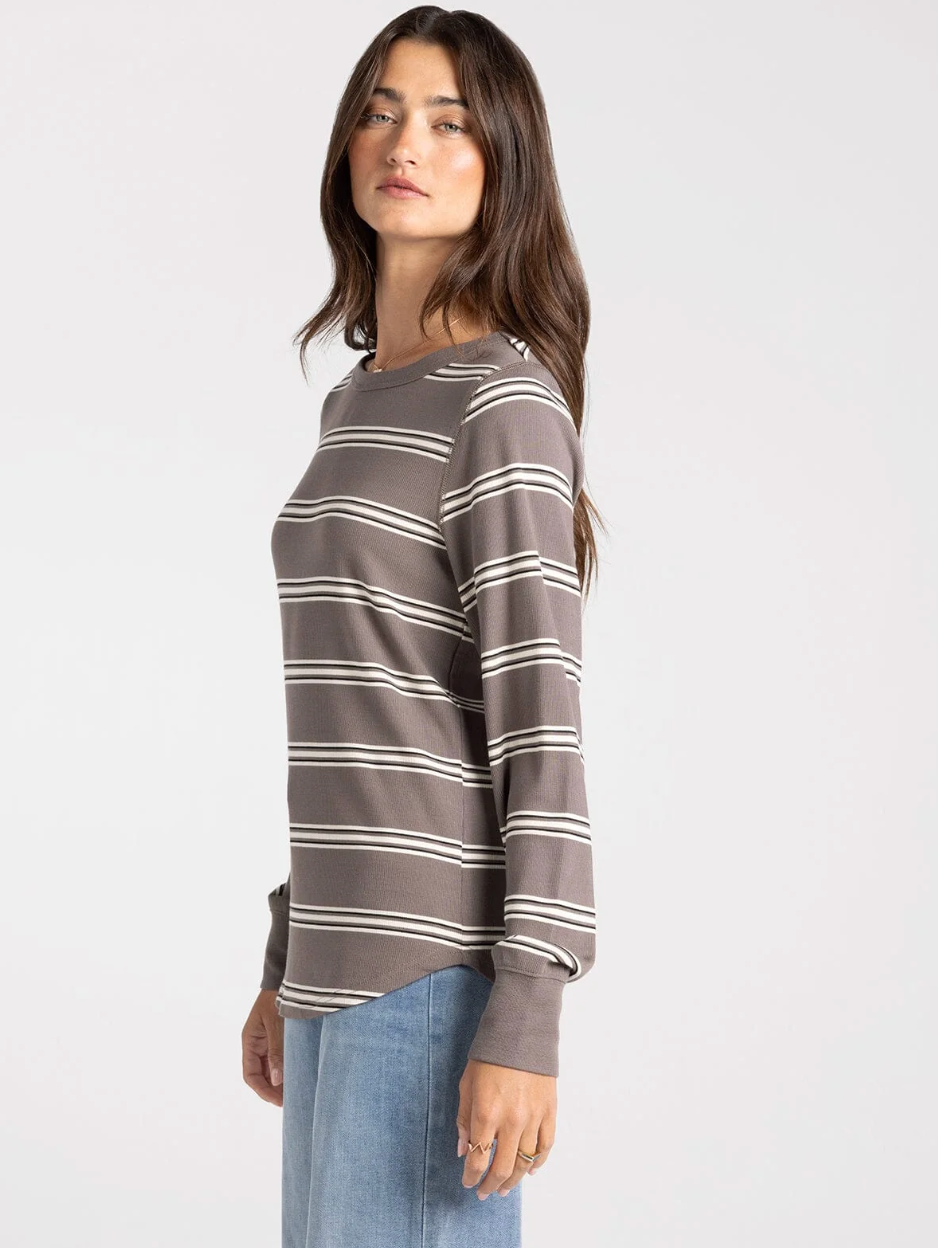 Thread & Supply : Stacey Top in Taupe Multi Stripe