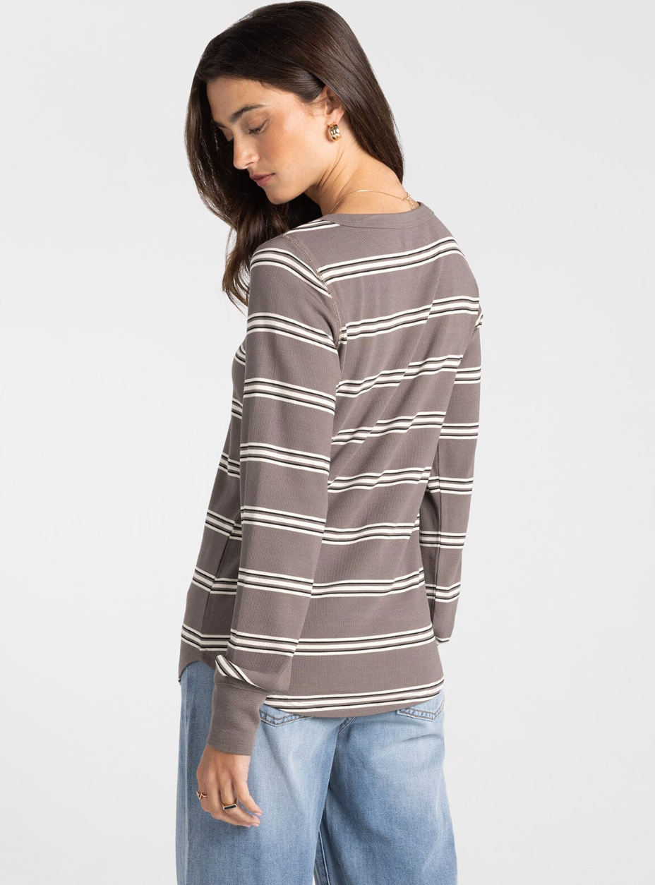 Thread & Supply : Stacey Top in Taupe Multi Stripe