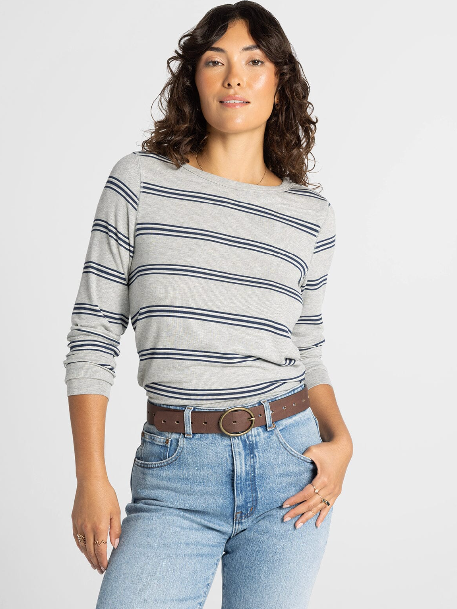 Thread & Supply : Stacey Top in Grey Multi Stripe