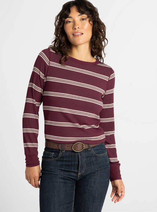 Thread & Supply : Stacey Top in Maroon Multi Stripe