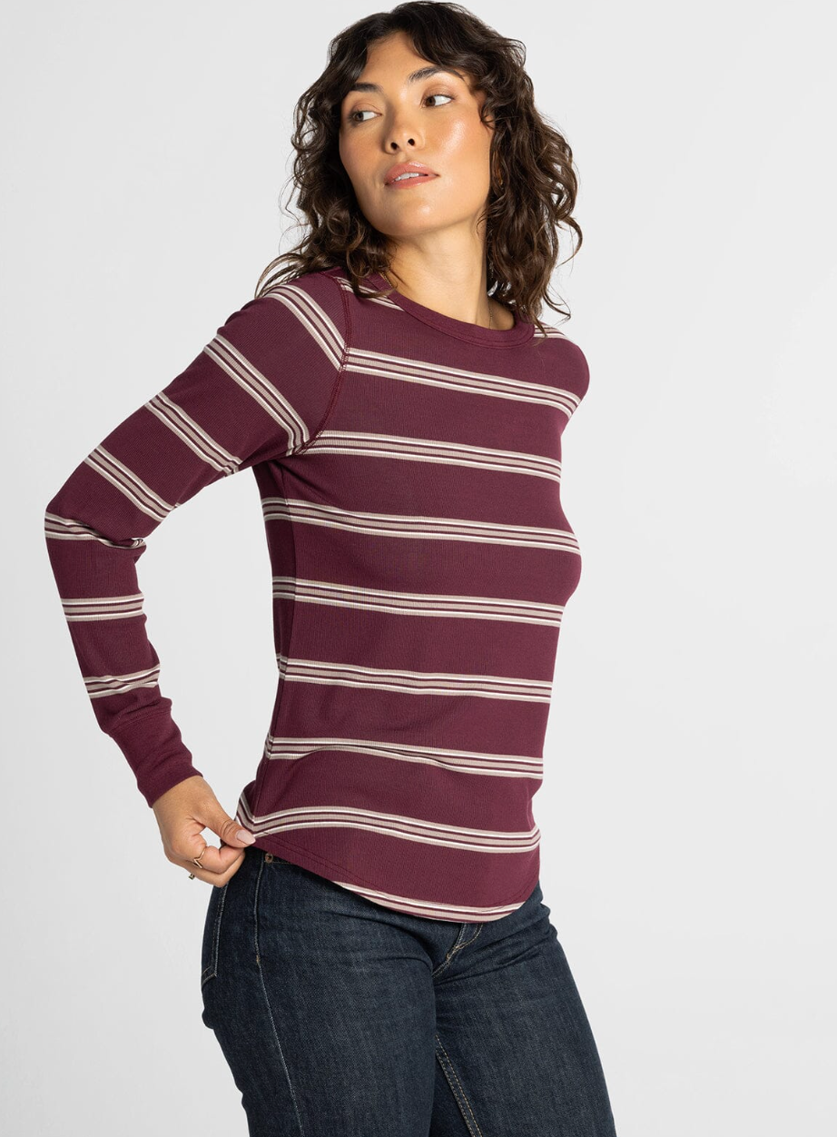 Thread & Supply : Stacey Top in Maroon Multi Stripe