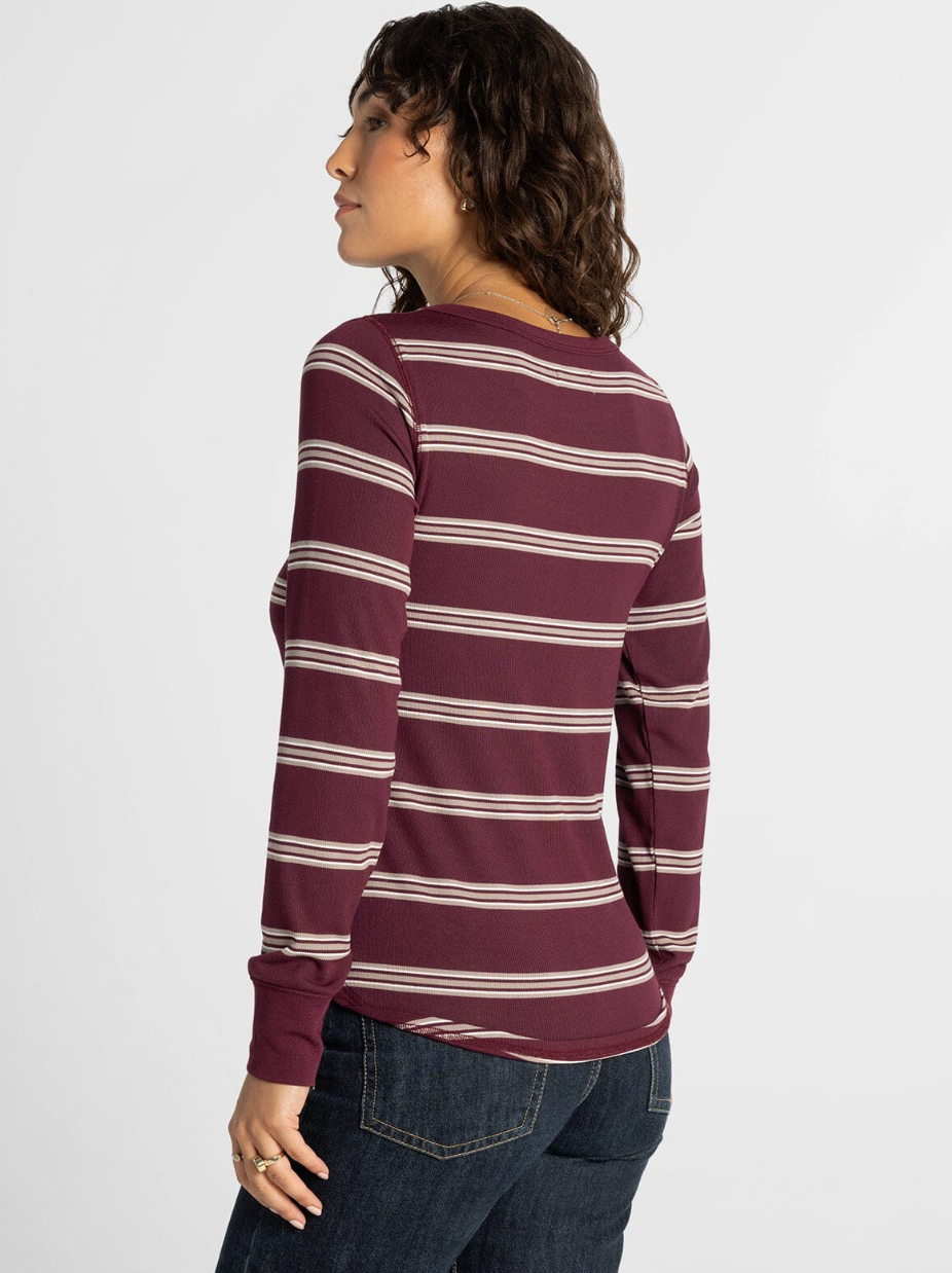 Thread & Supply : Stacey Top in Maroon Multi Stripe