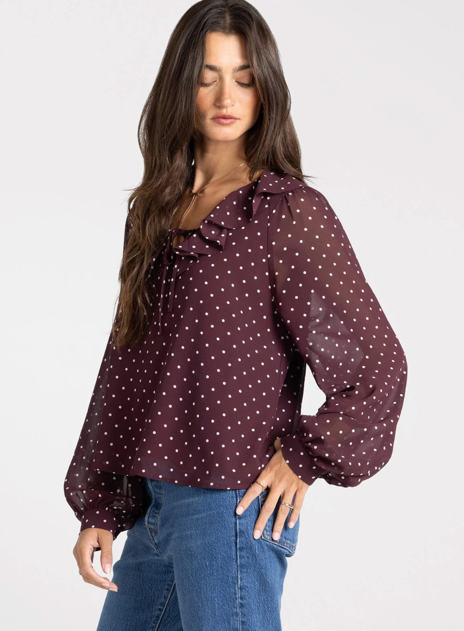 Thread & Supply: Dorrie Dots Blouse in Wine