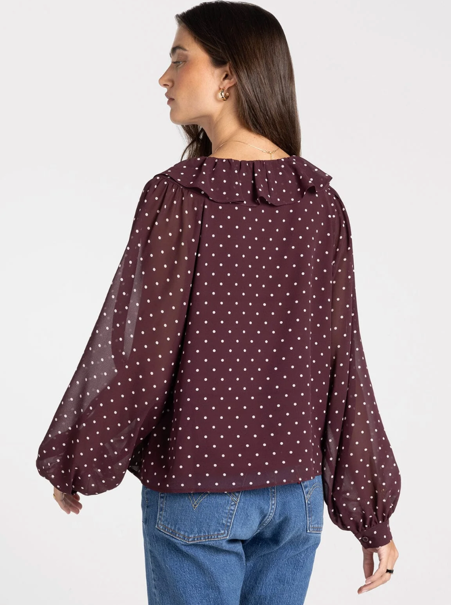 Thread & Supply: Dorrie Dots Blouse in Wine