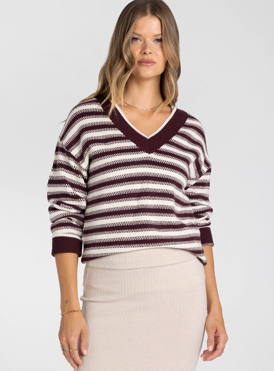 Thread & Supply: Hollis Sweater in Maroon Stripe