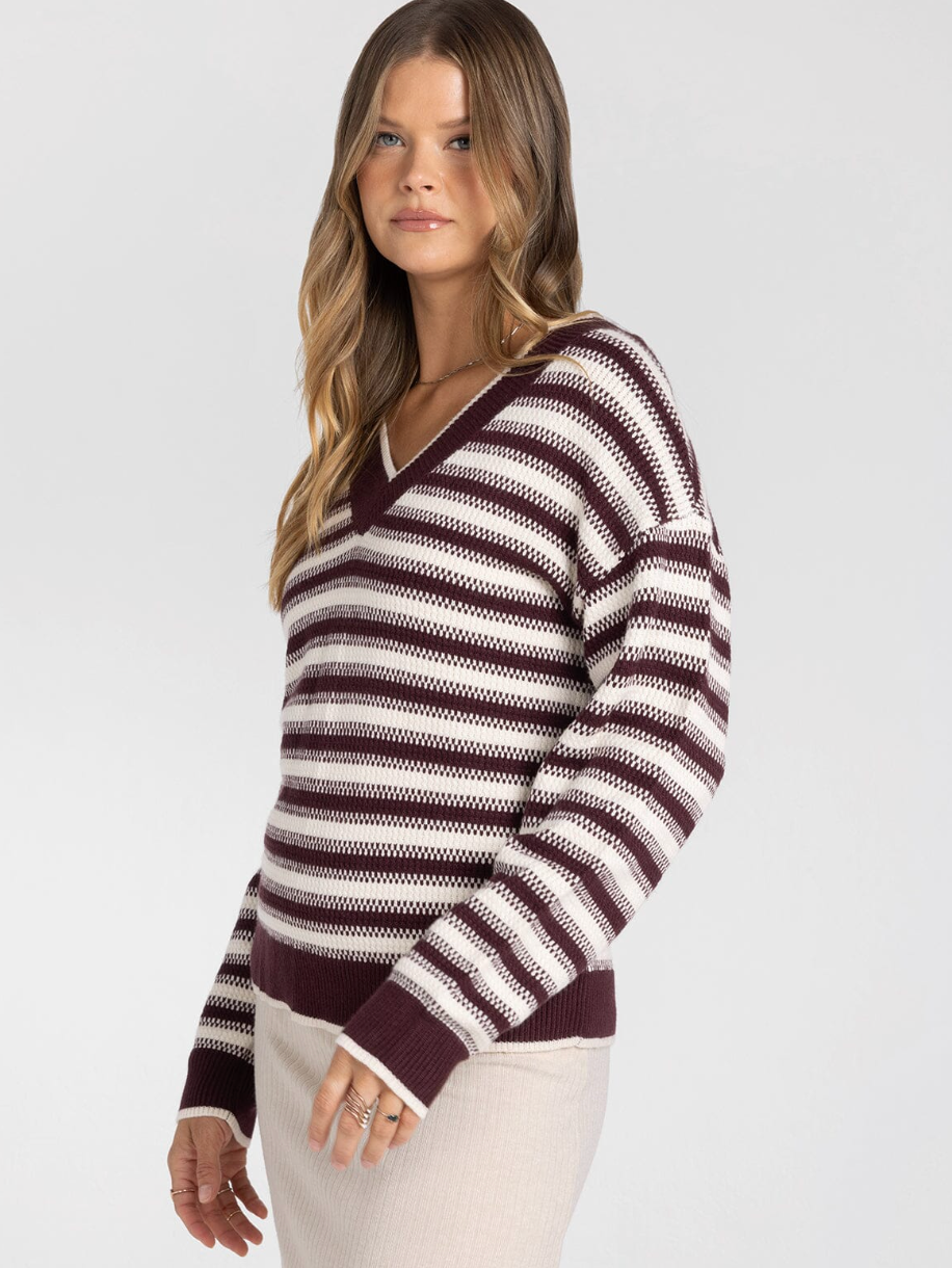 Thread & Supply: Hollis Sweater in Maroon Stripe