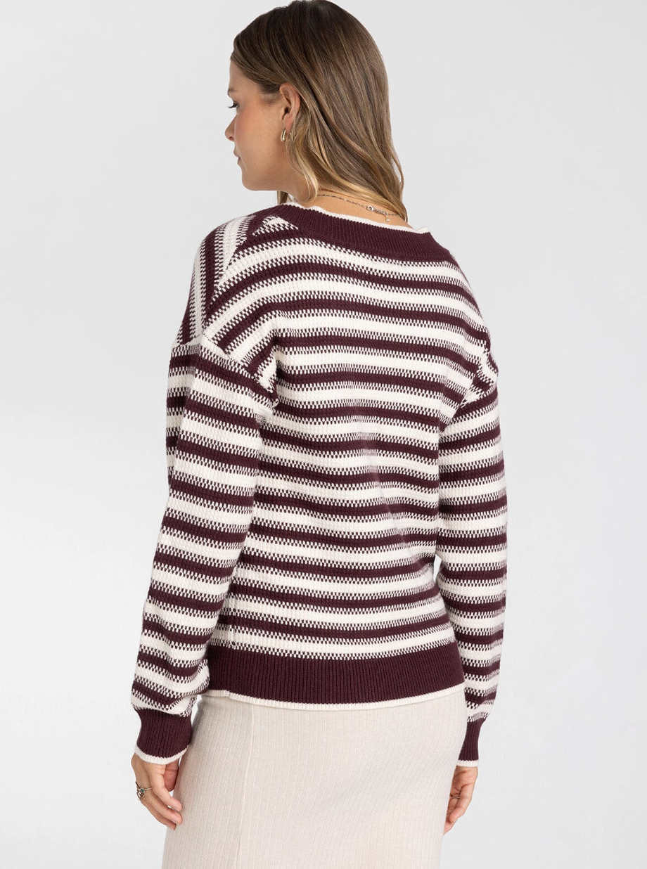 Thread & Supply: Hollis Sweater in Maroon Stripe