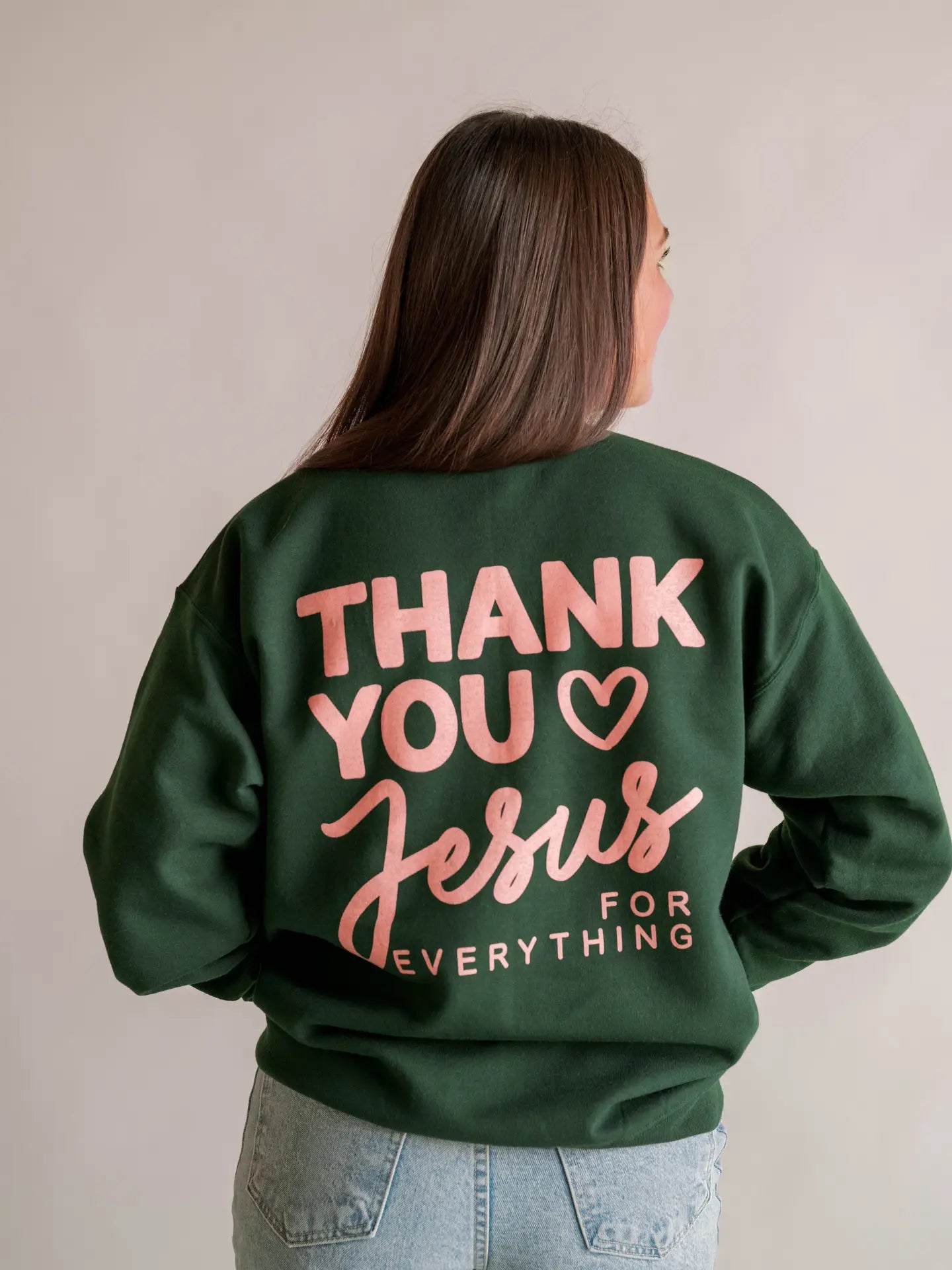 "thank you jesus for everything" BACK SIDE graphic crewneck sweatshirt
