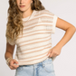 cream and white open knit muscle tank