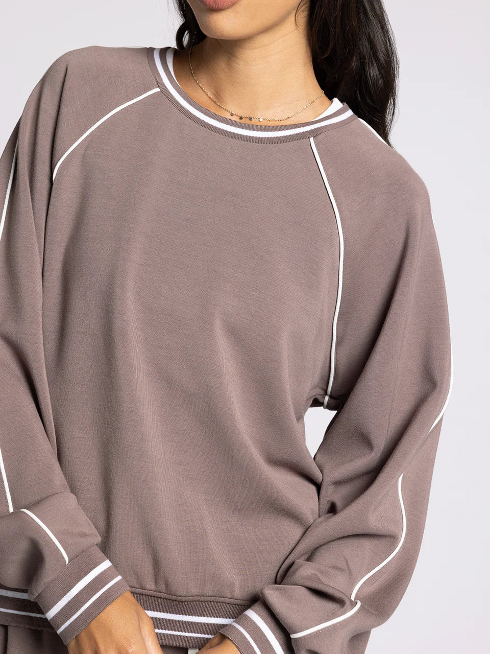 brown crewneck athletic top