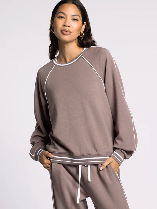 brown crewneck athletic top