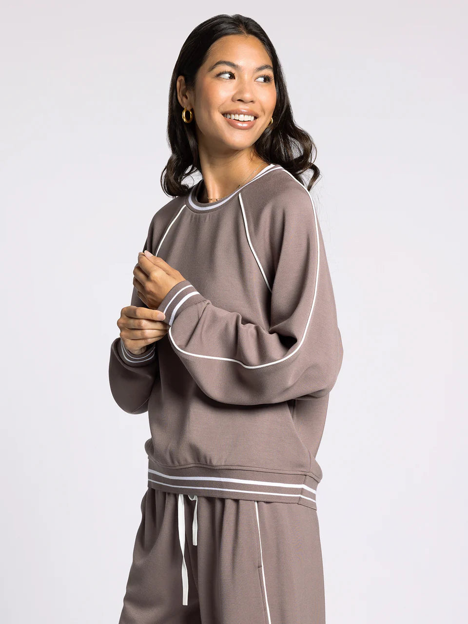 brown crewneck athletic top