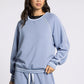 light blue crewneck athletic top