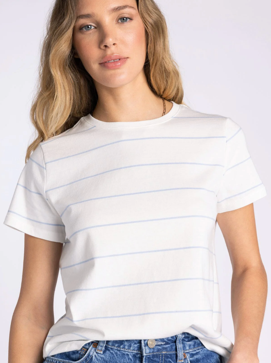 Thread & Supply: Asher Tee in Ivory Blue Stripe