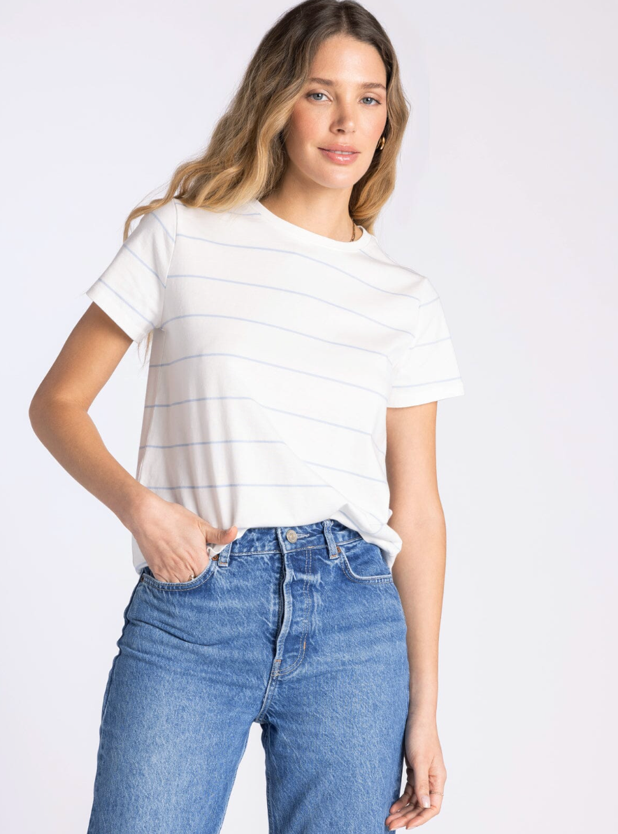 Thread & Supply: Asher Tee in Ivory Blue Stripe