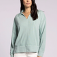 light blue collared sweatshirt