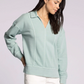 light blue collared sweatshirt