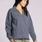 grey collared sweatshirt