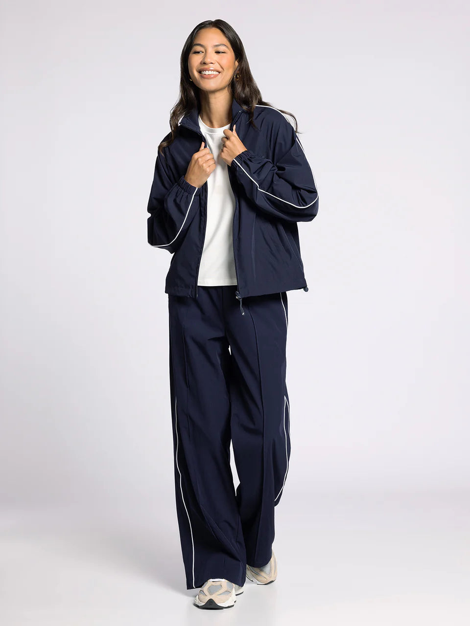 navy nylon zip jacket