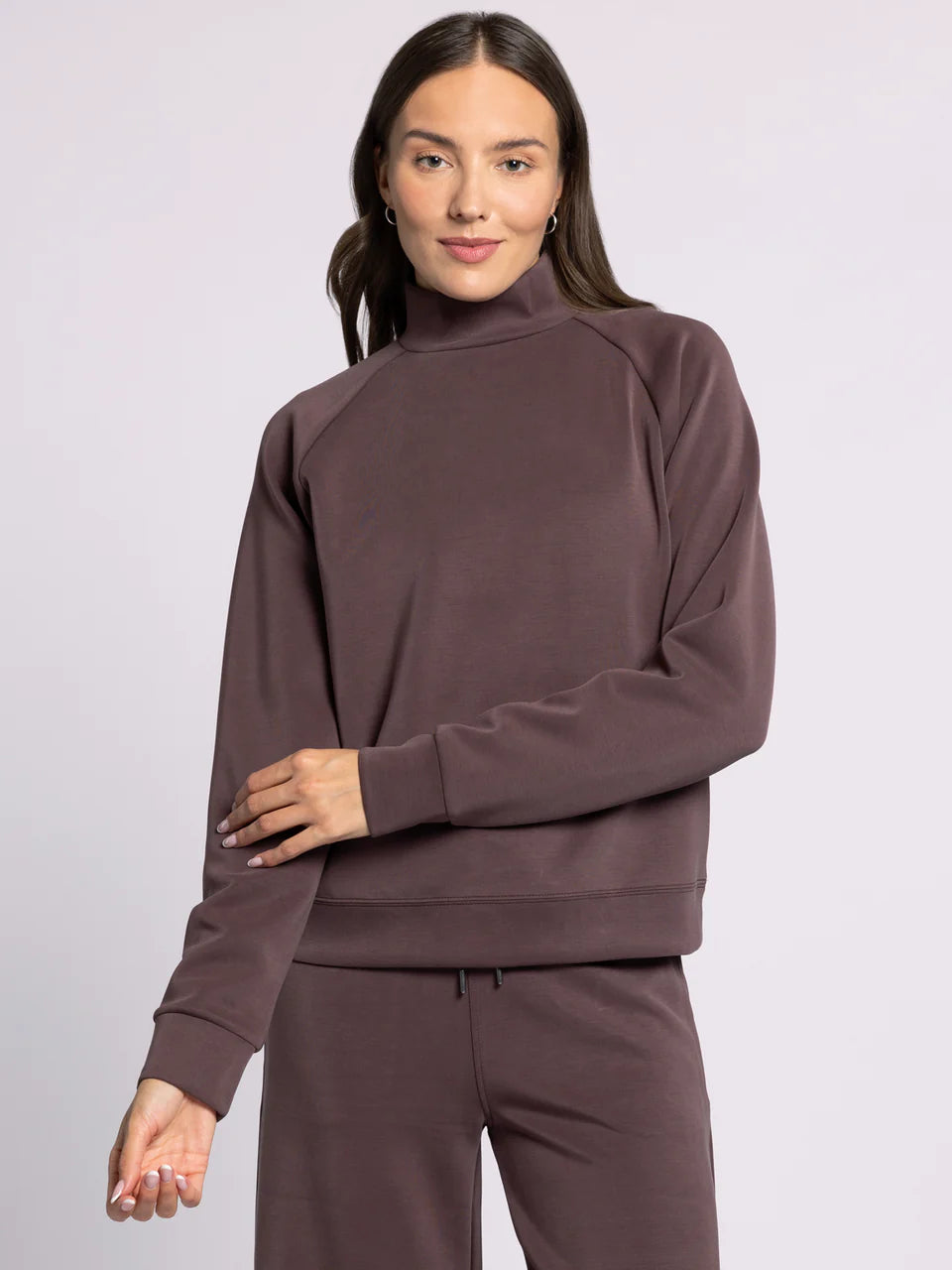 brown athletic mock neck