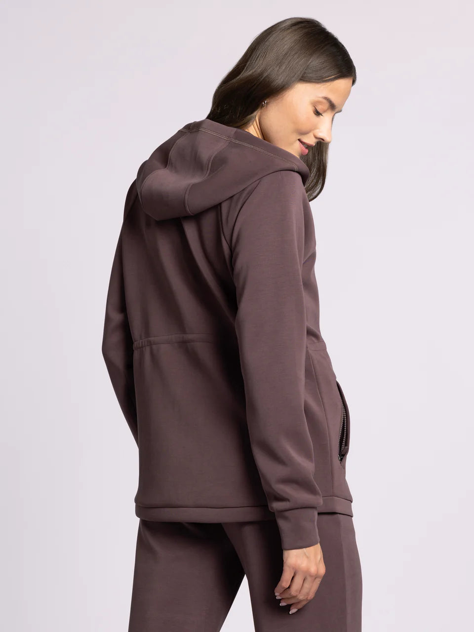 brown athletic zip hoodie
