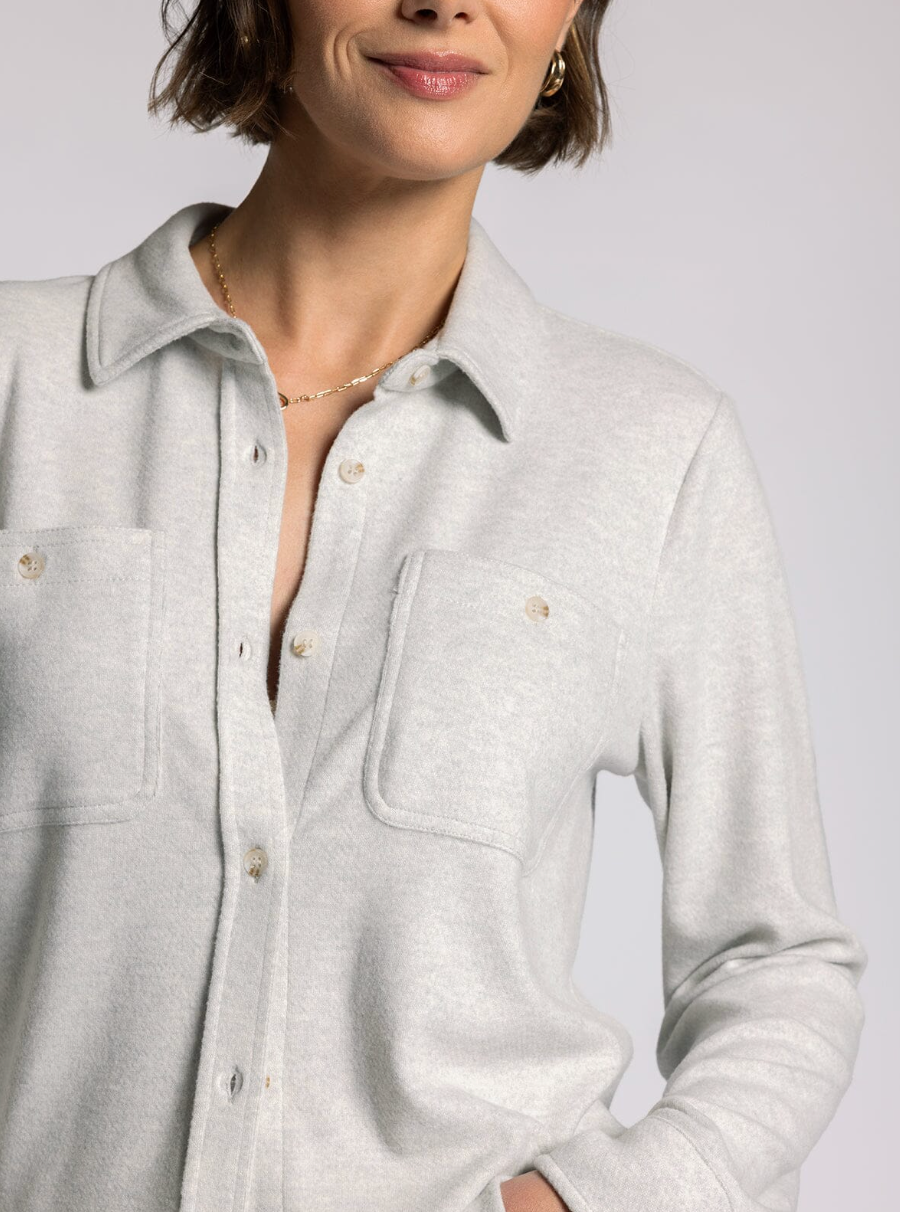 light grey button down brushed fleece