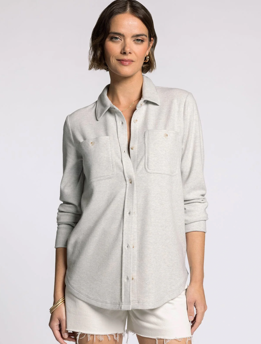 brushed fleece button down 