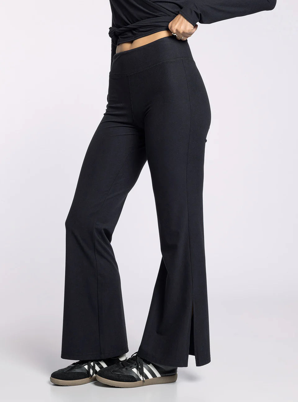black flare legging pants