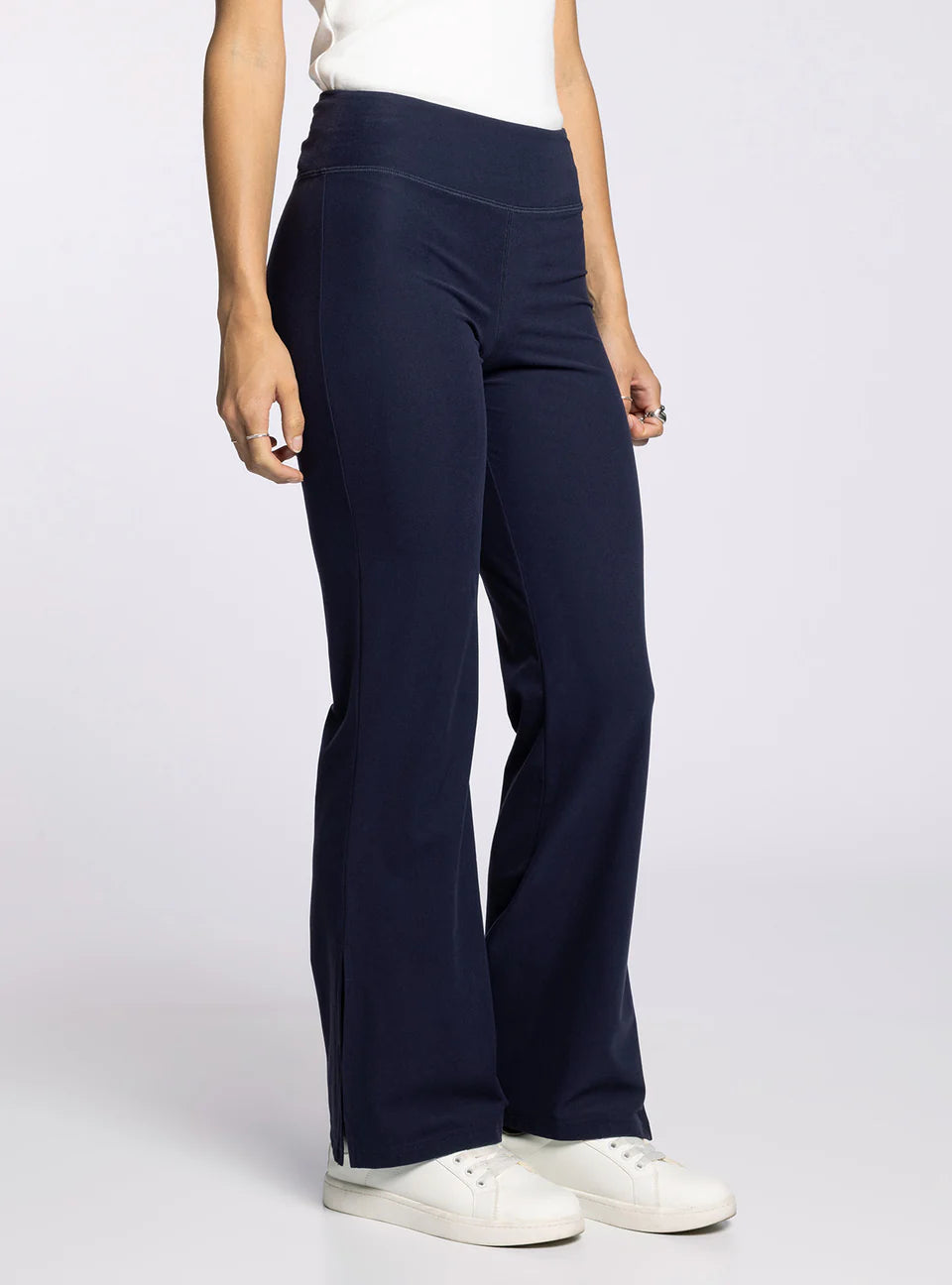 navy flare legging pants