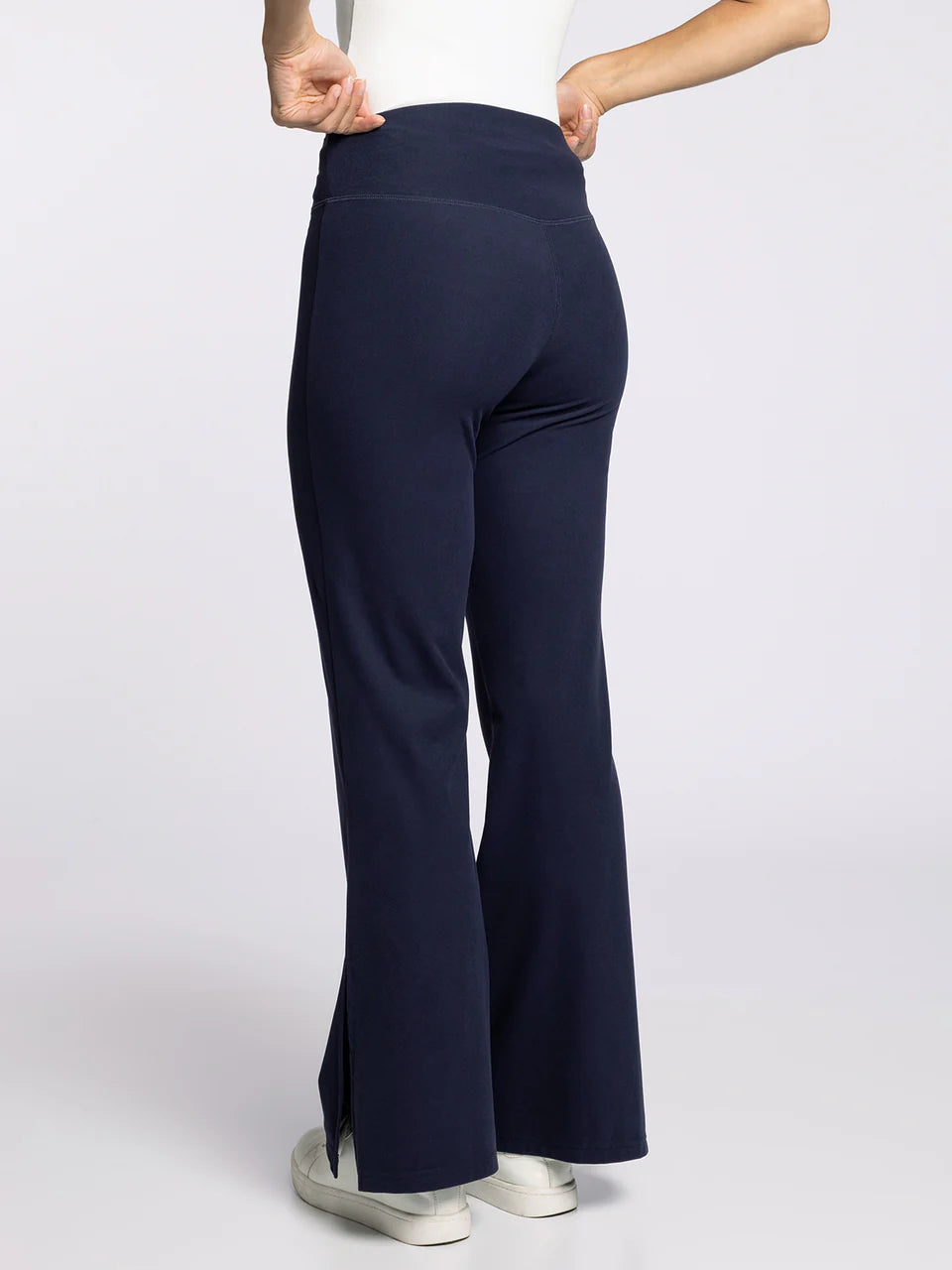 navy flare legging pants
