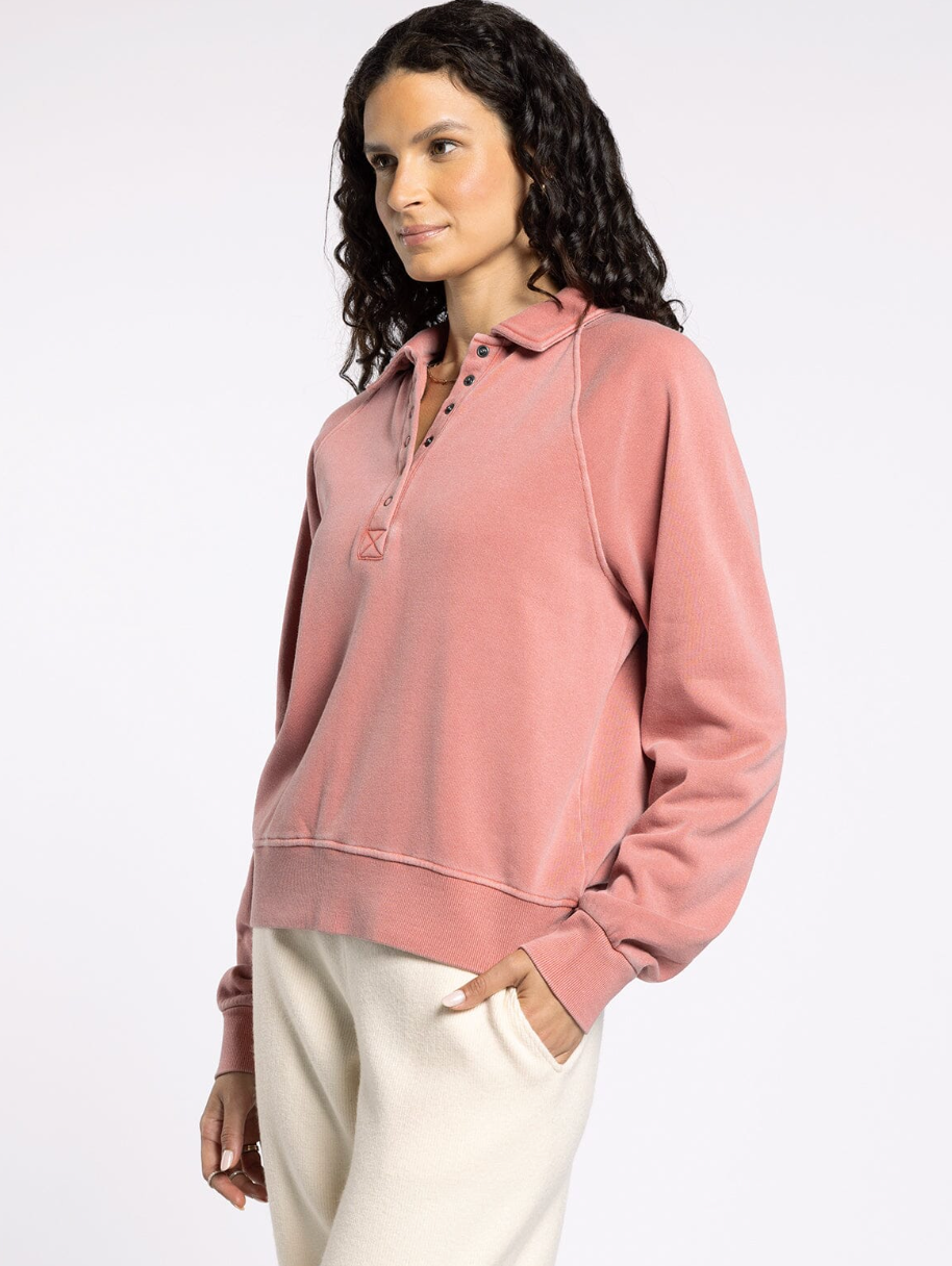 half button collared sweatshirt