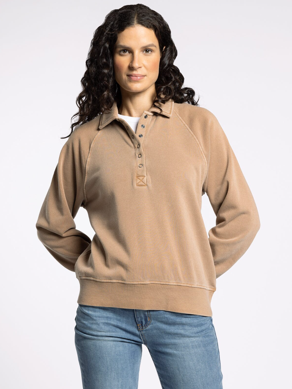 half button collared sweatshirt