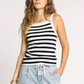 navy and white stripe tank