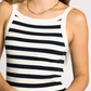 navy and white stripe tank