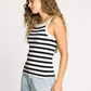 navy and white stripe tank